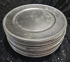 39pc 13" Round Solid Silver CHARGER PLATES Party Event Tableware Wedding Banquet