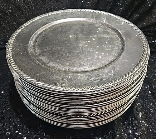 39pc 13" Round Solid Silver CHARGER PLATES Party Event Tableware Wedding Banquet