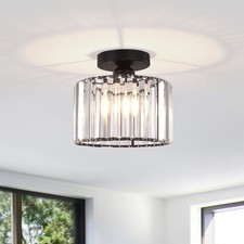 BUXVRCS Semi Flush Mount Modern Chandelier, Crystal Ceiling Light Fixture, Sm...