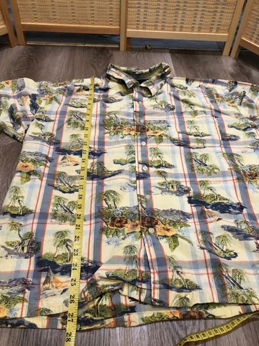 Tommy Hilfiger Hawaiian Button Up Shirt 100% Cotton XL Yellow Vintage 105 - Picture 5 of 6