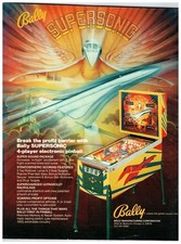 Bally Supersonic Pinball Machine Ad 1980s Arcade Gaming Star Fire Video Game
