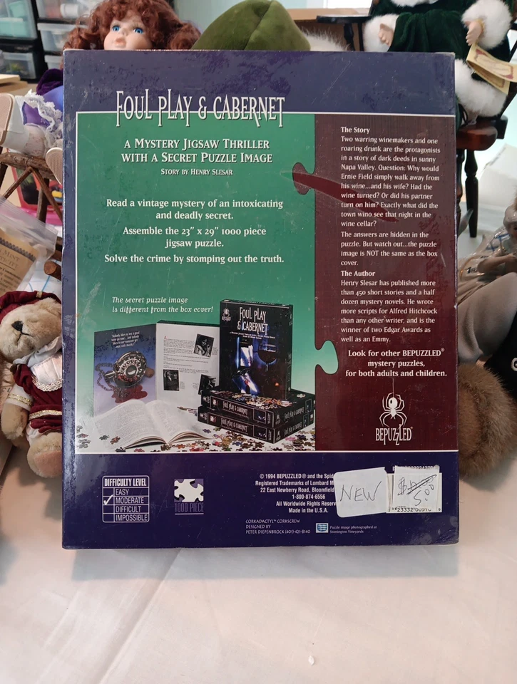 Foul Play & Cabernet Classic Mystery Jigsaw Puzzle 1000 Piece 23X29 1994 Vtg NIB - Image 2 of 2