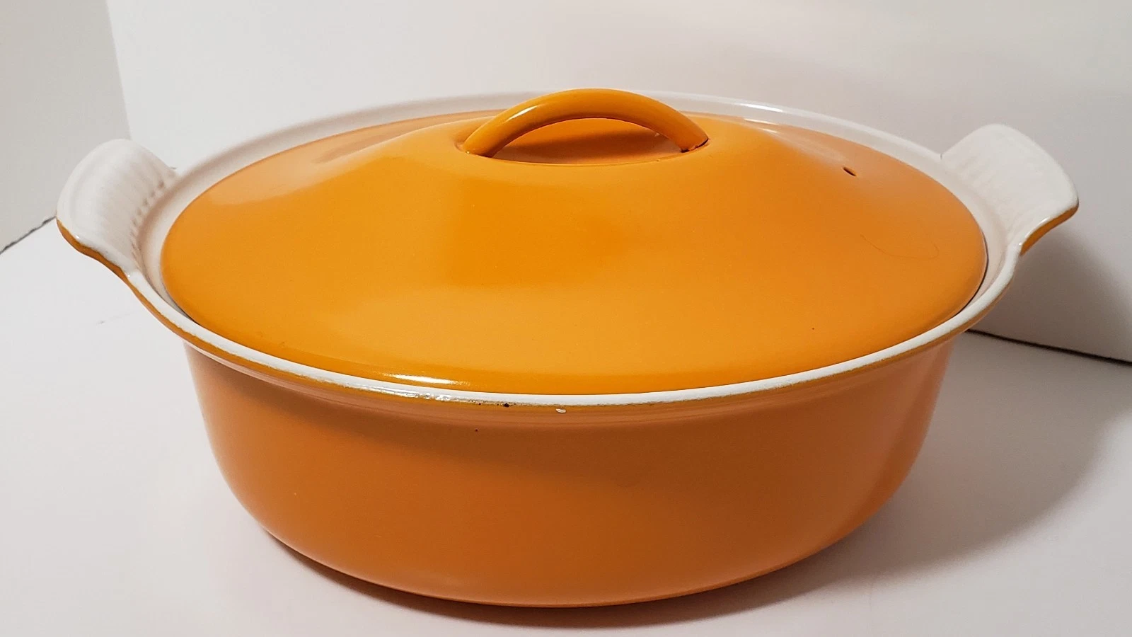 Vintage Le Creuset #26 Flame Orange Oval Dutch Oven With Lid Made In France