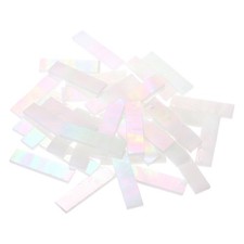 Stained Glass Strip Iridescent White Mosaic Tiles 100g/3.53 oz