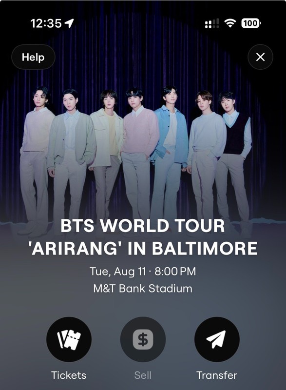 TWO Tickets - BTS Tickets for Arirang Baltimore MD Aug 11 2026