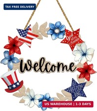 4th of July Decorations Patriotic Decorations Patriotic Wreath Welcome Sign Wood