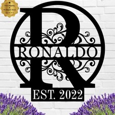 Personalized Last Name Metal Sign Custom Family Monogram Wall Art Wedding Decor