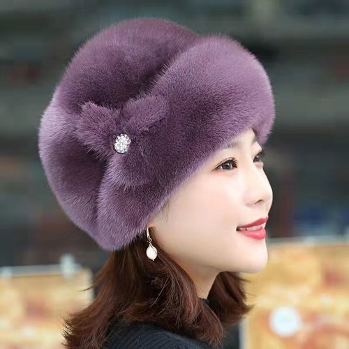 Winter Warm Hat Soft Fluffy Faux Fur Trimmed Caps Fashion Beanie Hat Gifts R2 - Bild 8 von 14