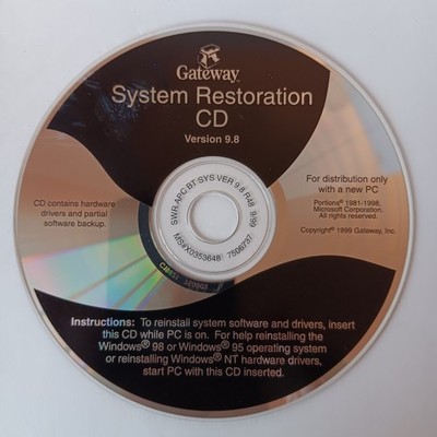 Vintage Gateway System Restoration CD Version PC Software Version 9.8