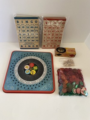 VINTAGE 1950'S  PRESSMAN TOYS -USA - METAL BINGO GAME WITH CARDS, MARKERS & PEGS