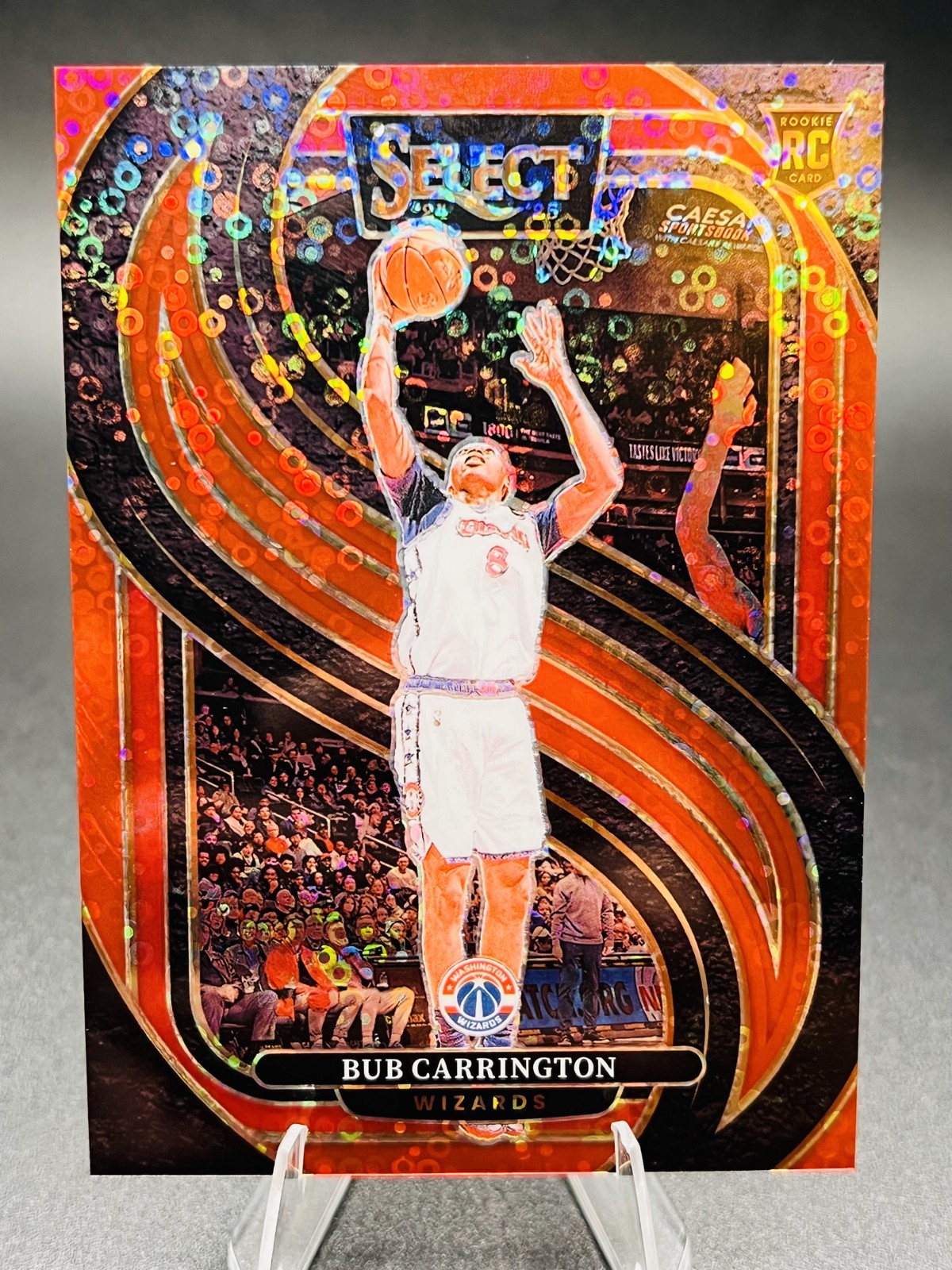 2024-25 Panini Select-Premier Level Bub Carrington #197 Red Disco Prizm /49 (RC)