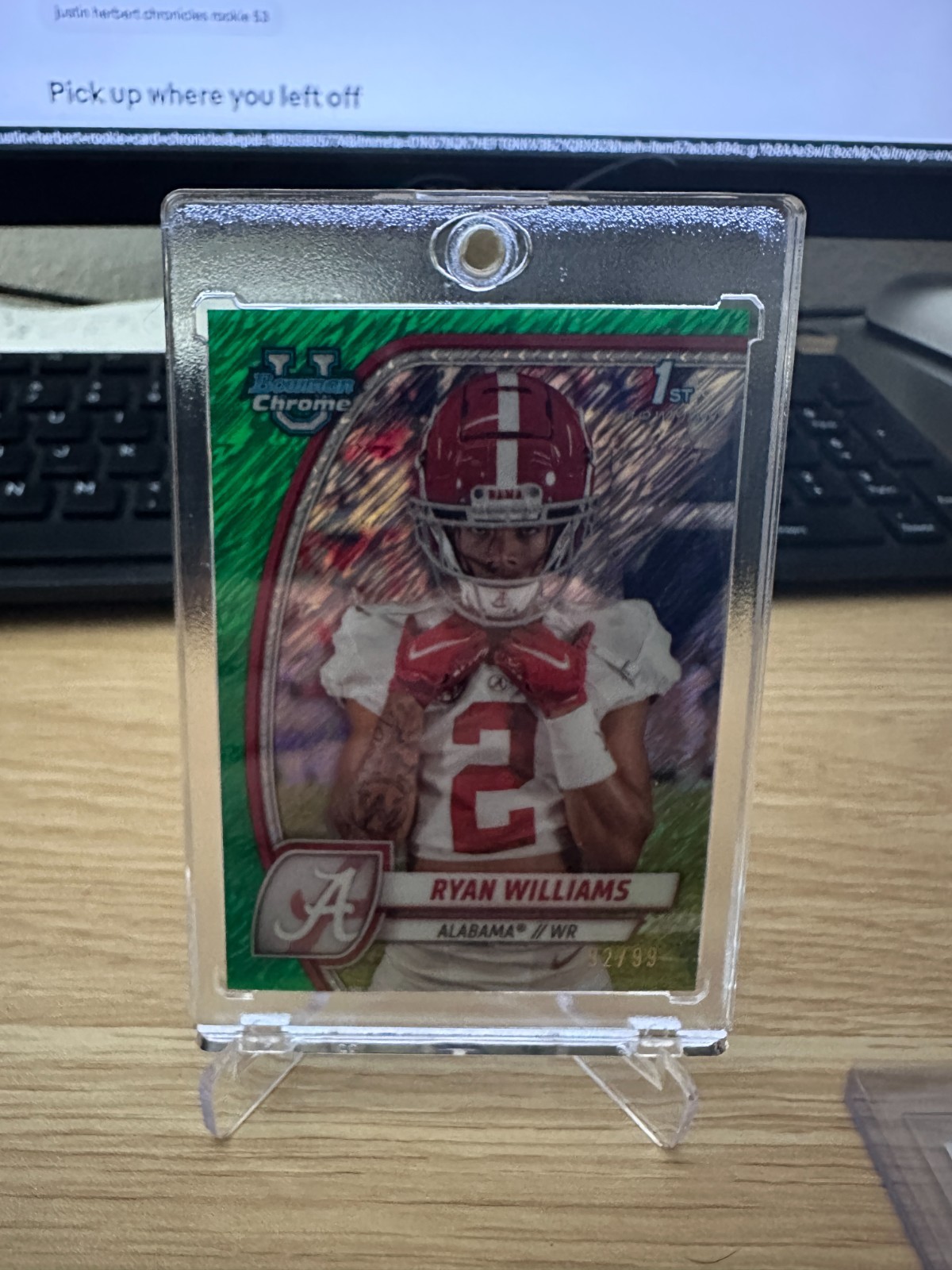 2024 Bowman Chrome U Ryan Williams Green Shimmer🔥🔥 92/99 No. 53 1st Bowman