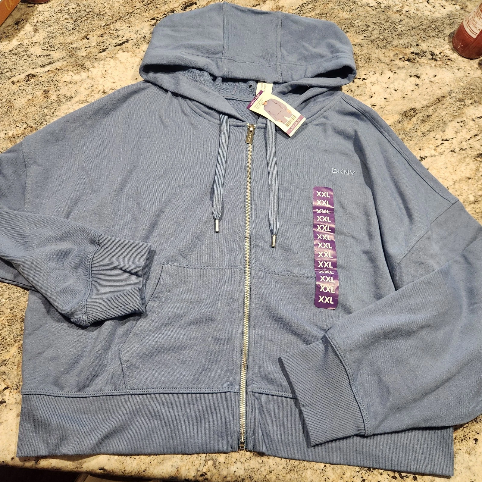 Womens Blue DKNY Zip Up Sweatshirt Jacket Size XXL NWT