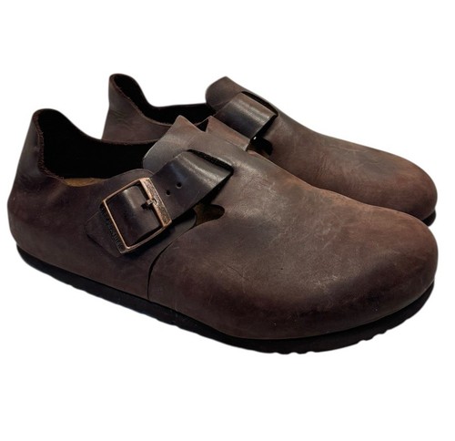 Birkenstock Habana runde Spitze Schnallenverschluss Halbschuhe braun Herren 8 Damen 10 gebraucht, in einwandfreiem Zustand