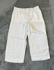 NWT Talbots Nantucket Pull-On Wide Leg Crop Pant Women's Size L White Beach Flow