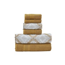 Capri 6-Piece Reversible Yarn Dyed Jacquard Towel Set - Bath Towels, Hand Tow...