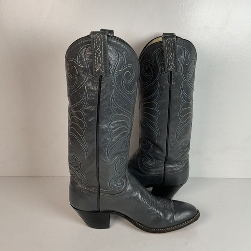 Vintage Dan Post Grey Cowgirl Boots 6 C USA Made - Picture 17 of 22