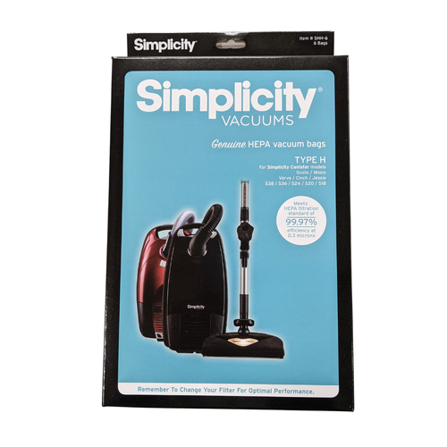 6 Simplicity HEPA Type H Vacuum Bags 