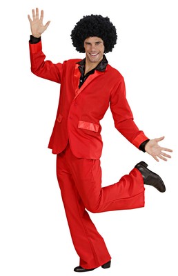 Mens 70s Costume Red Suit Jacket Trousers Fancy Dress 1970s Disco Party Outfit Ebay