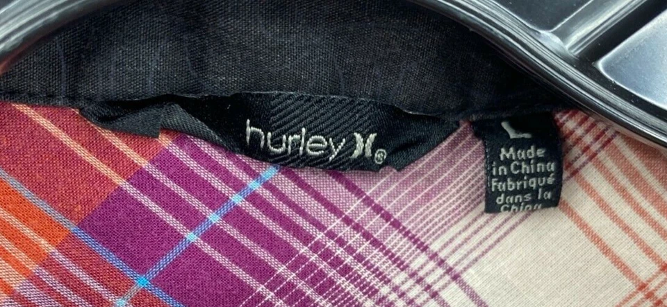 Top Hurley para mujer grande rosa a cuadros manga corta con volantes boho abotonado Y2K Foto 3 de 4