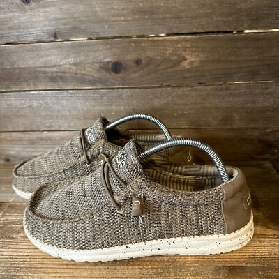 Mens Hey Dude Wally Sox Brown Woven Comfort Casual Loafers  display picture 2