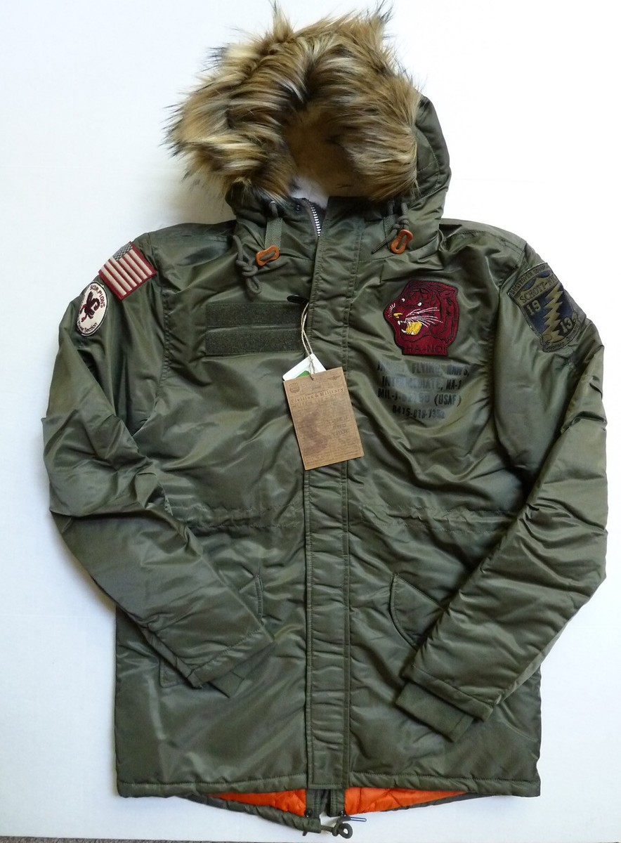 New Men`s Schott NYC Nylon Fishtail N-3B Insulated Jacket New Men`s Schott NYC Nylon Fishtail N-3B Insulated Jacket