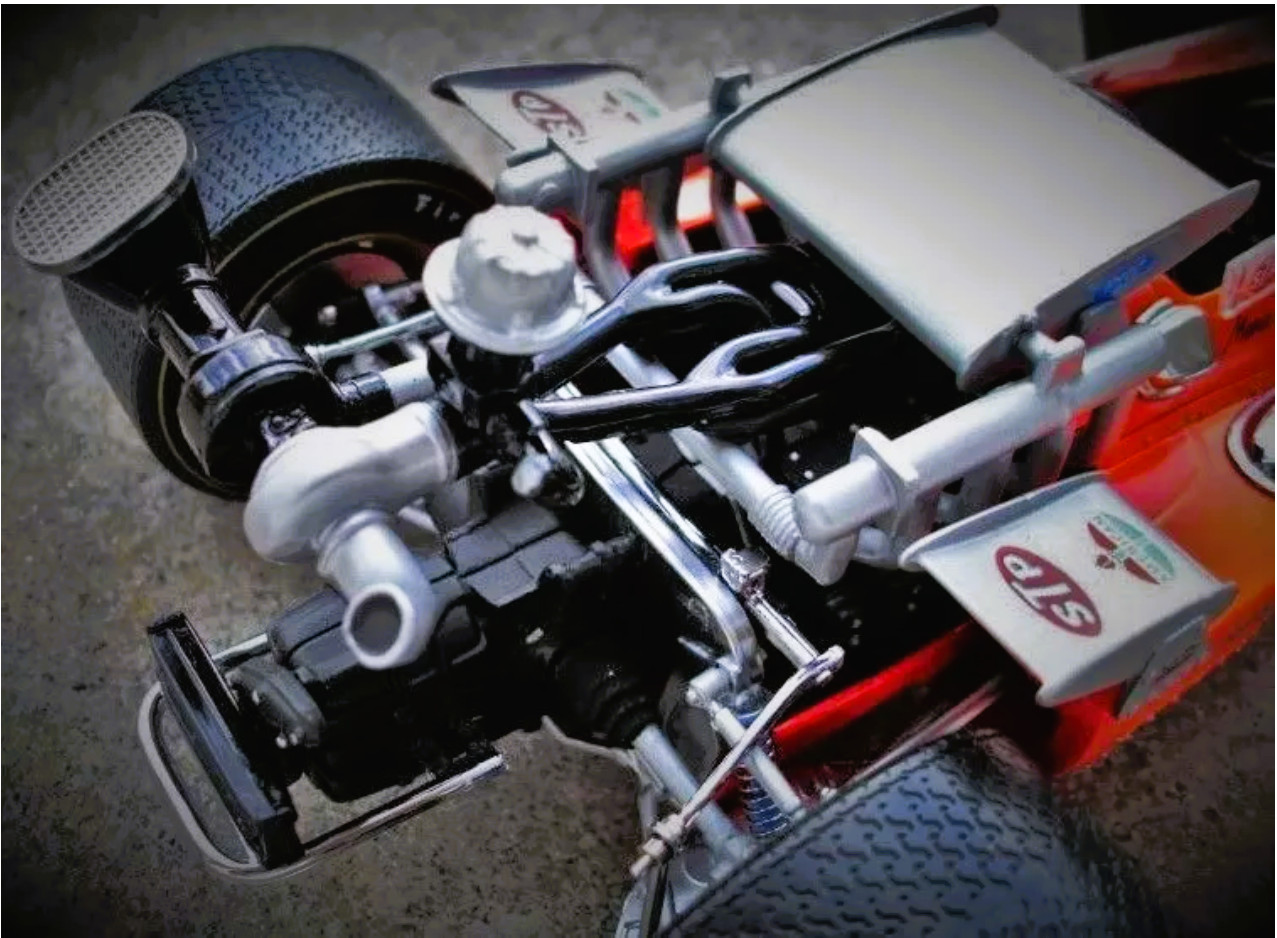 Ferrari Engine in 1969 Race Car w/Gold Wheel Rims 1:18 SCALE CUSTOM METAL MODEL