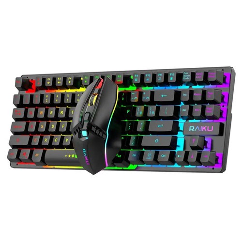 Juego de teclado y mouse inalámbricos RGB colorido retroiluminado 87 teclas mouse para juegos combo