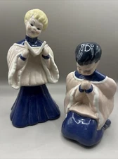 Vintage California Kay Finch Pottery Set of 2 Choir Boy Figurines 7.5” and 5.5”