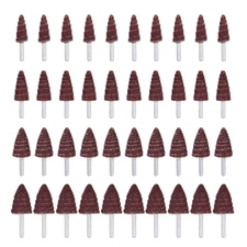 40 Pack 1/4" Shank 80 Grit Cone Shape Abrasive Sandpaper Flap Sanding Wheel Grin
