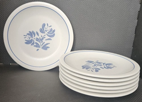 7 Vintage Pfaltzgraff Yorktowne Dinner Plates Impressed USA 9-7/8 inch FREESHIP