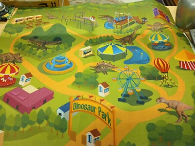 Dinosaur Park Felt Play Mat Pretend Children Jurassic Preowned