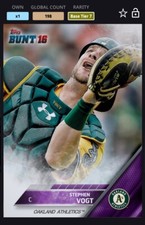 TOPPS BUNT 2016 STEPHEN VOGT TIER 7 PURPLE BASE  *DIGITAL* CARD, OAK A’s, 198cc
