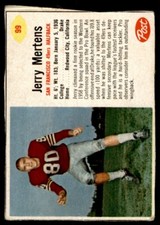 1962 Post Jerry Mertens San Francisco 49ers #99