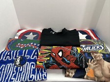 Boys Youth Large Shirts Lot Of 8 Sports And Graphic Tees Marvel, NBA, Underarmo