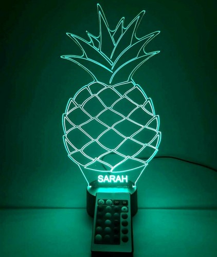 Ananas Nachtbeleuchtung Lampe beliebiger Name LED personalisiert mit Fernbedienung Ananas Pina - Bild 5 von 12