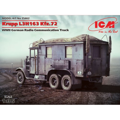 ICM 35462 Scale model kit car 1:35 Krupp L3H163 Kfz.72 WWII German radio truck - Picture 15 of 24