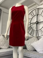 Vintage Monsoon Red Velvet Shift Pencil Dress 8 10