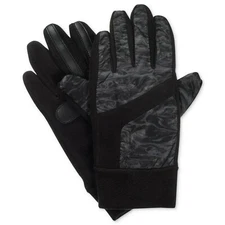ISOTONER Black Gray Mixed Media Fleece smartDRI smarTouch Tech Gloves L XL