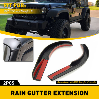 2* Water Rain Diverter Guard Gutter Extension Parts for Jeep Wrangler JK 2007-17