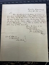 1841 Letter from NY Governor  Dudley's Office to Architect Calvin Pollard