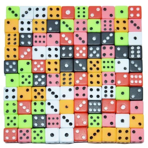100 Assorted D6 Mini Tiny Dice Game Dot Square Dice for Square Corner-D8mm - Bild 5 von 7