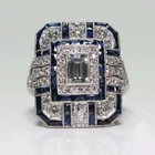 Art Deco Style Emerald Lab Created Diamond14K White Gold FN Best Engagement Ring