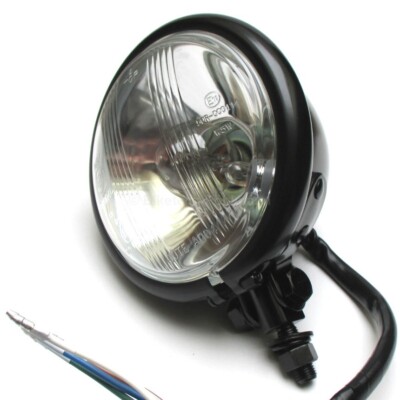 Motorrad Scheinwerfer Mini Bates Style 4 1/2 Zoll Bilux Schwarz E-geprüft Custom