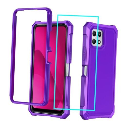 for 5G Case with Screen Protector,Full Body Protection T-Mobile Revvl 7 Purple