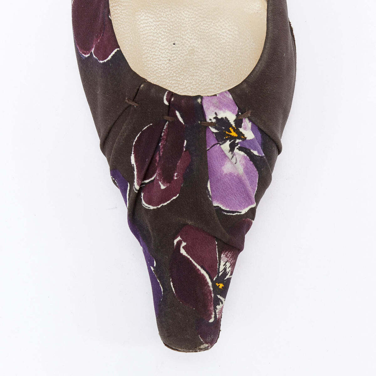 PRADA 2000 Vintage brown purple floral print fabric kitten PRADA 2000 Vintage brown purple floral print fabric kitten