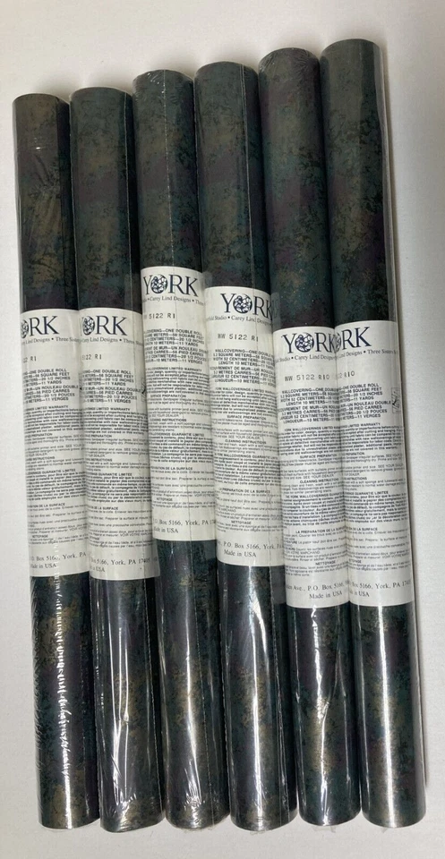 6 rollos de papel tapiz York para revestimientos de paredes, dorado/púrpura/verde azulado/negro abstracto, nuevo en paquete Foto 3 de 4