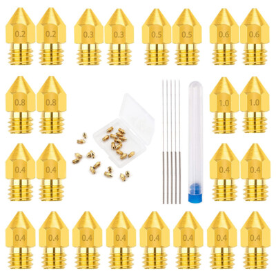 24pcs 0.2/0.3/0.4/0.5/0.6/0.8/1.0mm Messing MK8 3D Drucker Düsen Nozzle Extruder