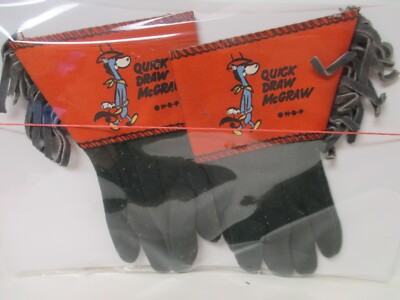 RARE  1960 s Vintage Quick Draw McGraw Kids Gloves Hanna Barbera  -  EX