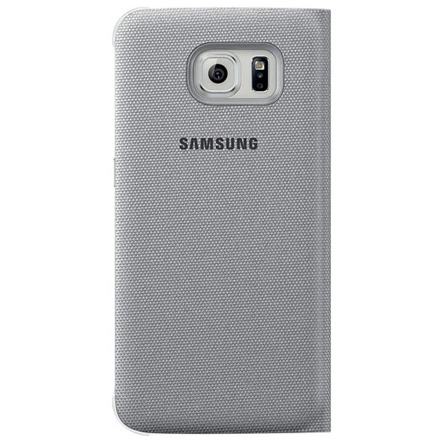 SAMSUNG CUSTODIA ORIGINALE S VIEW FLIP COVER BOOK CASE GALAXY S6 G920F SILVER - Immagine 3 di 4